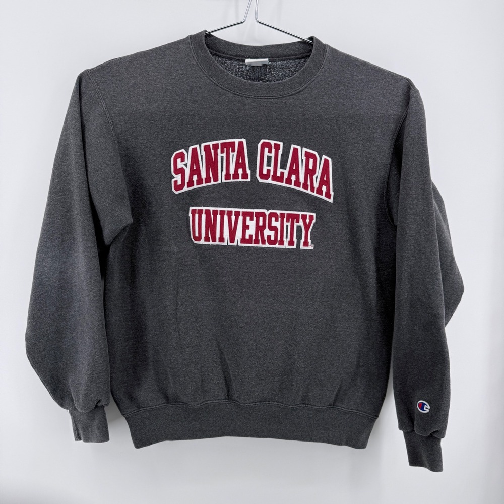 Champion Sweatshirt Mens M Santa Clara University Eco Fleece Gray Solid